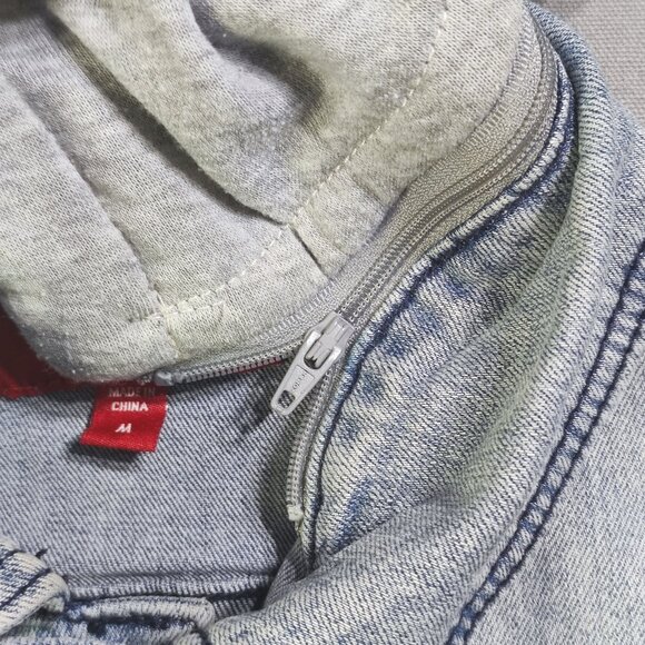 Guess Harold Hooded Denim Jacket youth size M hard washed blue - Picture 13 of 15